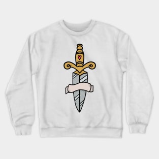 Traditional Tattoo Sword Knife with Banner Crewneck Sweatshirt